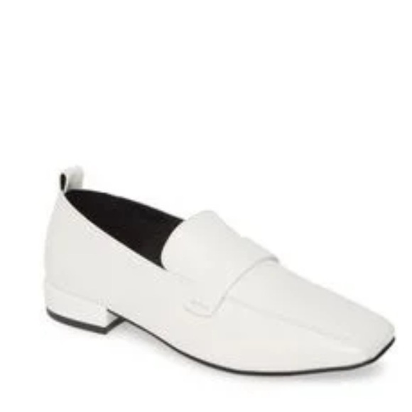 Jeffrey Campbell Moritz Sleek White Slip-On Loafers with Square Toe 9.5 - Picture 1 of 6